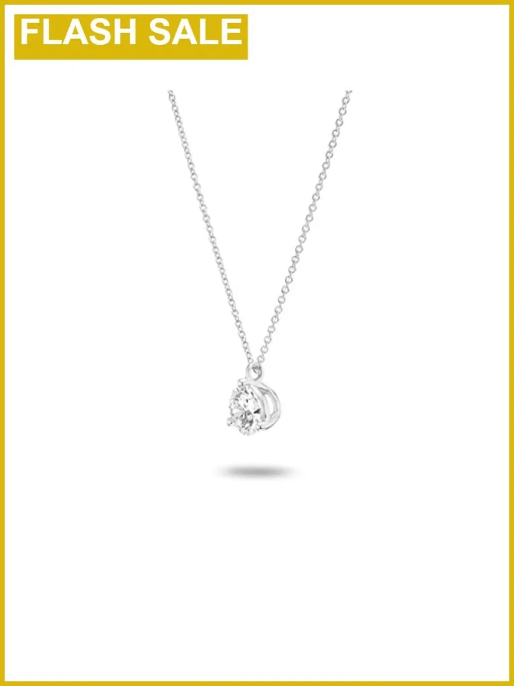 1 Carat Lab Grown Diamond Round Pendant Necklace 14K White Gold Solitaire